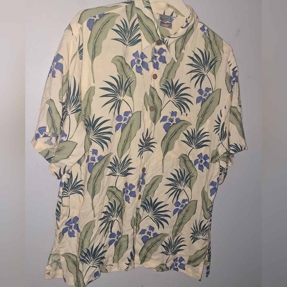 Mens XXL Pineapple Moon Hawaiian Button‎ Down Shirt